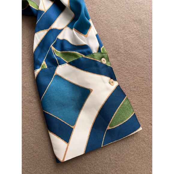 MNG Mango Retro Inspired Shirt Style Satin Wrap Dress Blue Size 8 Or Medium - Picture 8 of 13